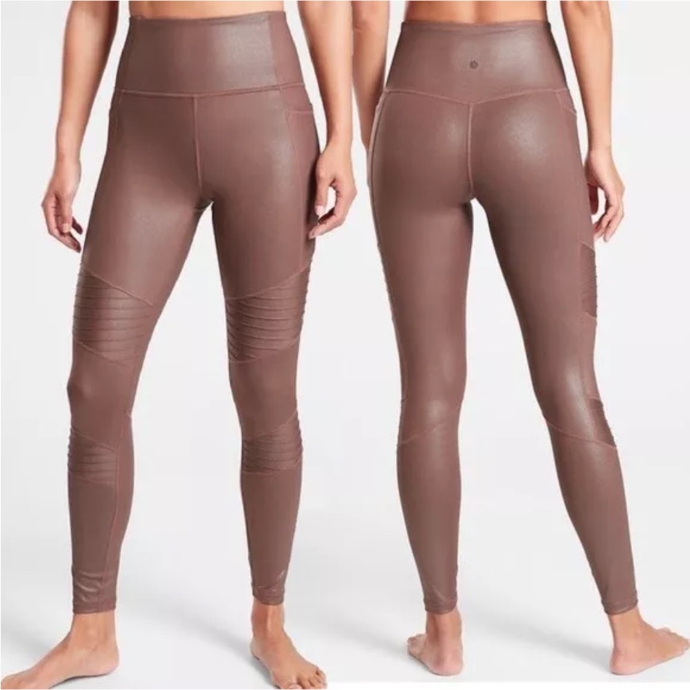 Athleta Inclination Moto Shimmer Tight Powervita Leggings Size Medium